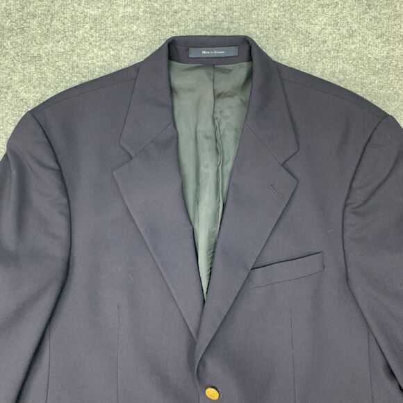Vintage Chaps Ralph Lauren Blazer Mens 46 Navy Wool Gold Buttons Padded Shoulder - Picture 3 of 16